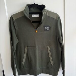 Zara Dark Green Half-Zip Sweatshirt